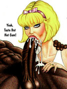 Nasty toon nymphs using their skillful mouth lips to please black meat.