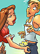 Gorgeous hotties from porn comics seduce guys to dirty sex