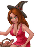 Red-haired witch using sex magic