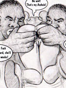 Sex hungry white cartoon girls trying their first butt sex with horny black dudes.