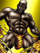 Big muscular black guy offers to suck his toon cock covered with cream