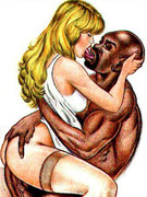 Cartoon blonde bride willingly being fucked by three sex hugnry black strangers.
