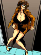 Boss gives to his toon secretary an expensive lingerie and she gets naked to wear it