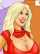 Sex starving blonde toon babe showing her blowjob skills to black big cocked porter.
