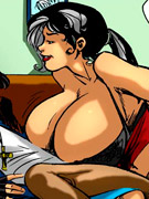 In this cool adult porn cartoon cool babe with huge tits seduces a dude to sex